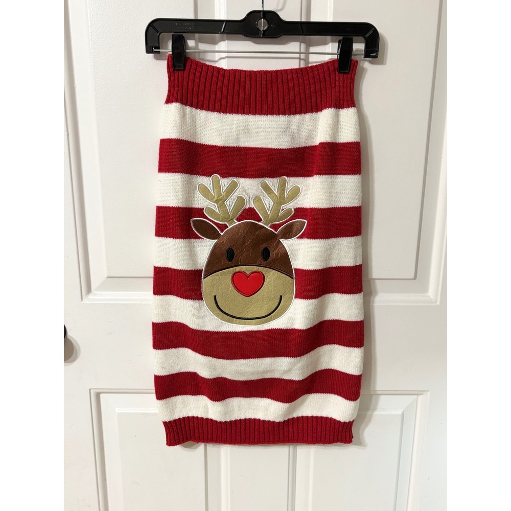 | Reindeer Striped Holiday X Large Pet Sweater | 3XL || Red/White|